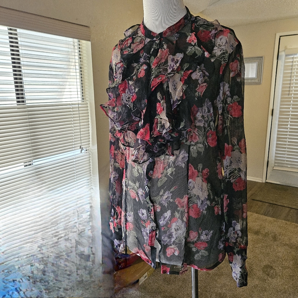 LAUREN Ralph Lauren Sheer Ruffled Blouse